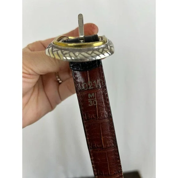 Brighton Reversible Belt Women's Brown/Black Croc Leather Gold Metal Buckle 30 - Picture 5 of 7